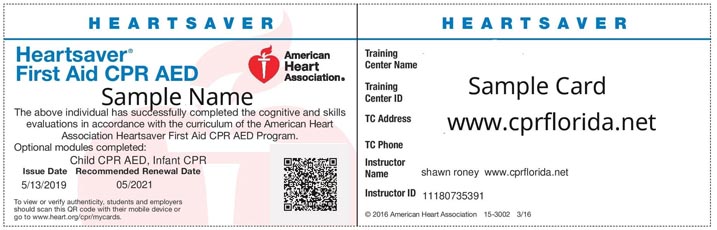 cpr florida heartsaver american heart card