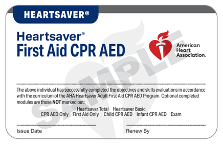 CPR AED and First Aid Certification